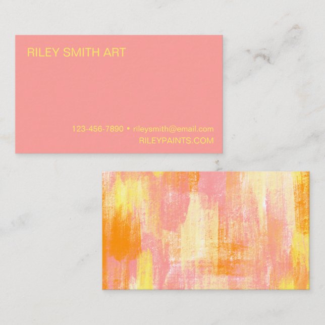 Abstrakte Farbe Orange Gelb Rosa Einfach Visitenkarte (Vorne/Hinten)