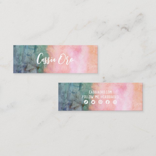 Abstrakte Farbe Rosa Aquamarine soziale Symbole Mini Visitenkarte (Vorne/Hinten)