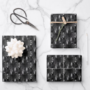Abstrakte Farbe Schwarz/Weiß Geschenkpapier Set