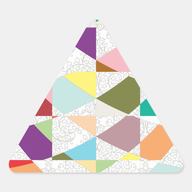 Abstrakte Farben Damask Dreieckiger Aufkleber (Vorderseite)