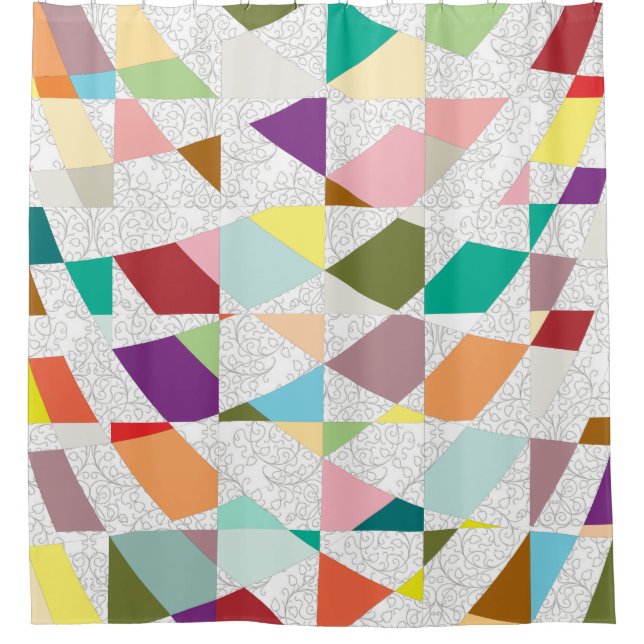 Abstrakte Farben Damask Duschvorhang (Vorderseite)