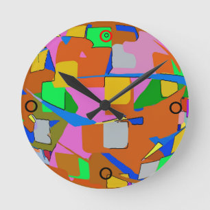 Abstrakte Farben Runde Wanduhr