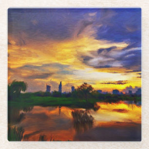 Abstrakte Farben Saigon Sunset Glasuntersetzer