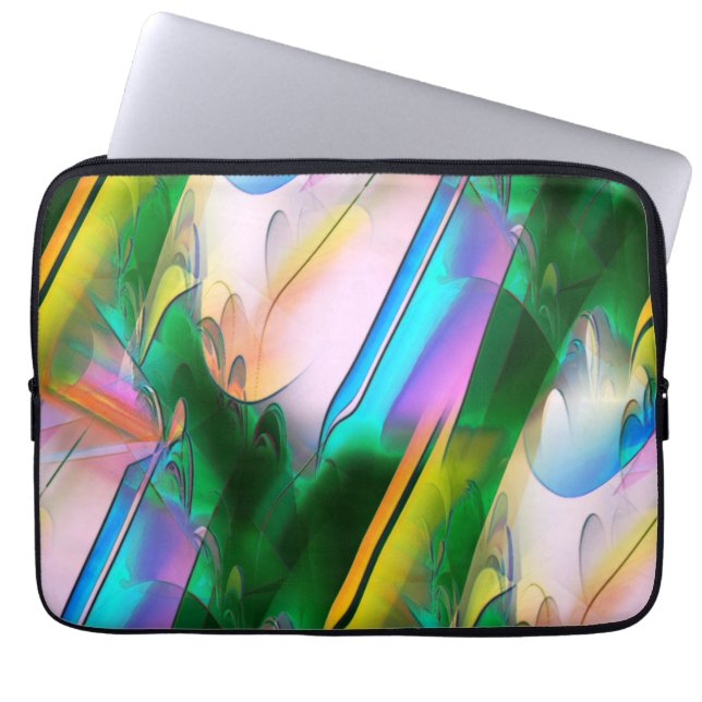 Abstrakte farbenfrohe Blätter im psychedelischen S Laptopschutzhülle (Vorderseite)