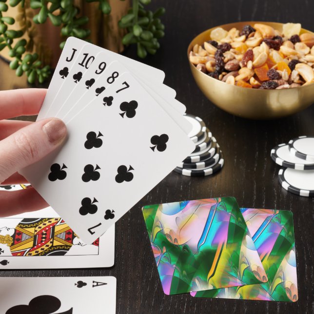 Abstrakte farbenfrohe Blätter im psychedelischen S Spielkarten (In Situ)