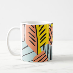 Abstrakte farbenfrohe Blätter, Naturmuster. Kaffeetasse