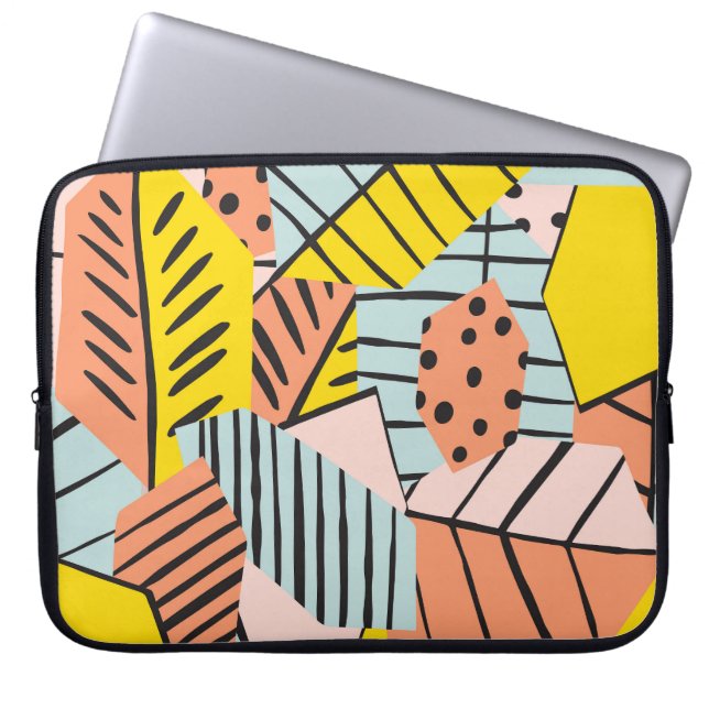 Abstrakte farbenfrohe Blätter, Naturmuster. Laptopschutzhülle (Vorderseite)