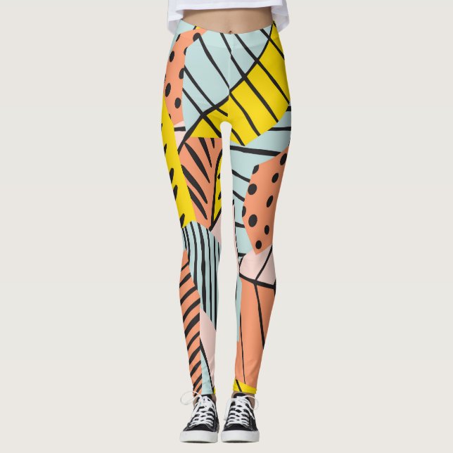 Abstrakte farbenfrohe Blätter, Naturmuster. Leggings (Vorderseite)