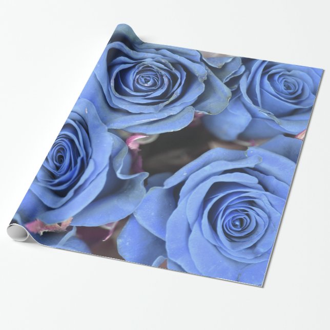 Abstrakte Farbenfrohe Blaue Rose Park/Garten Geschenkpapier (Ungerollt)