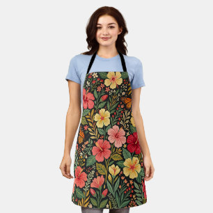 Abstrakte farbenfrohe Boho-Hibiskus-Schmetterlings Schürze