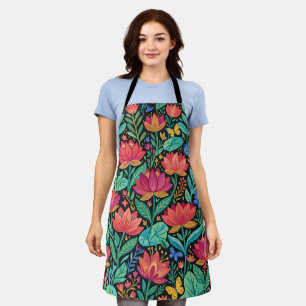 Abstrakte farbenfrohe Boho-Lotus-Schmetterlinge-Sc Schürze