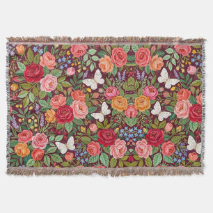 Abstrakte farbenfrohe botanische Rosen-Garten-Deck Decke