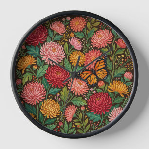 Abstrakte farbenfrohe Chrysanthemen-Monarch-Uhren Uhr