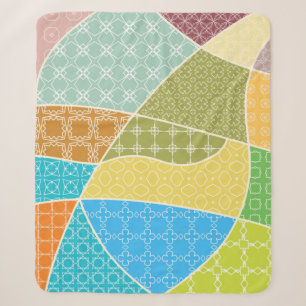 Abstrakte, farbenfrohe Doodle-Muster im Mosaikstil Sherpadecke
