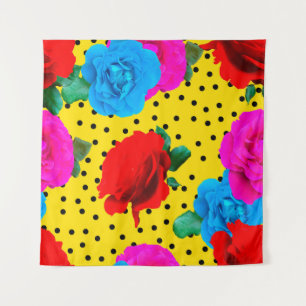 Abstrakte farbenfrohe echte Rosen und metallische Wandteppich