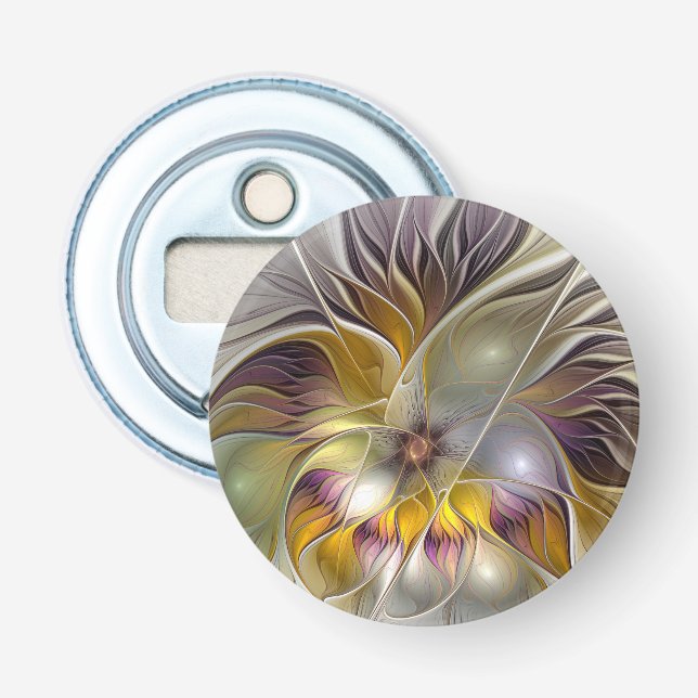 Abstrakte farbenfrohe Fantasy-Blume moderne Frakta Flaschenöffner (Vorderseite)