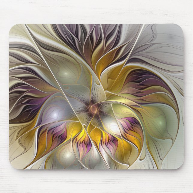 Abstrakte farbenfrohe Fantasy-Blume moderne Frakta Mousepad (Vorne)