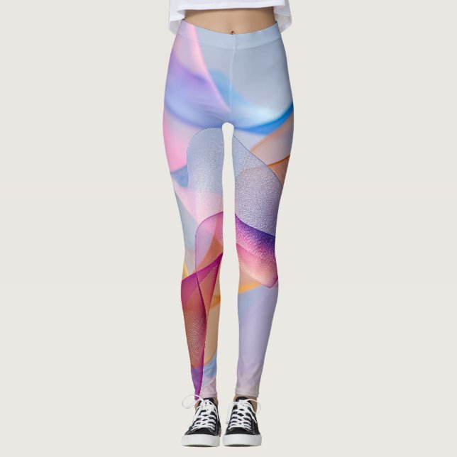 Abstrakte farbenfrohe fließende Bänder Leggings (Vorderseite)