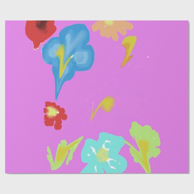 Abstrakte farbenfrohe florale Kunst-Geschenkpapier Geschenkpapier (Flach)