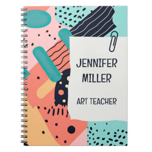 Abstrakte, farbenfrohe, funky 80er Jahre Memphis-M Notizblock