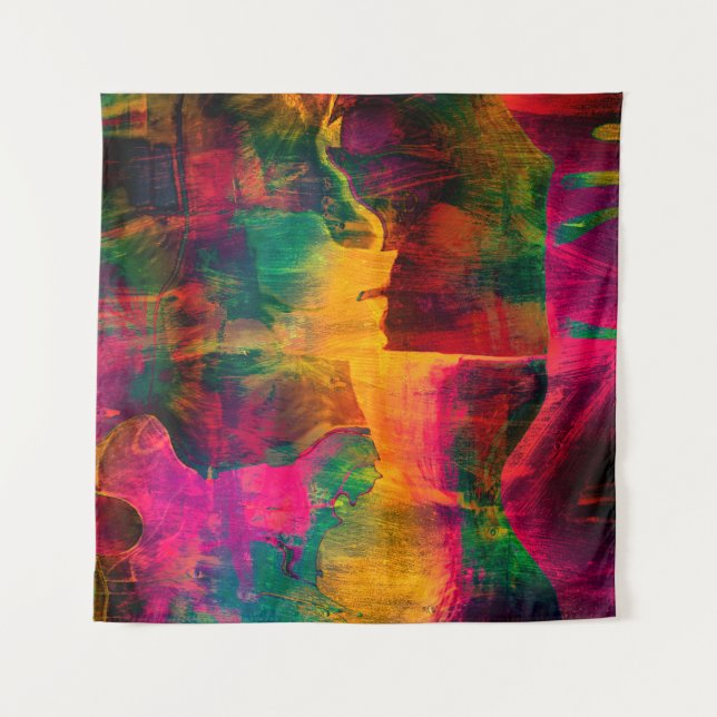 abstrakte, farbenfrohe Hintergrundkunst aus Papier Wandteppich (Vorderseite)