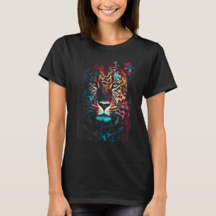 Abstrakte farbenfrohe Jaguar-Katze Grafische T-Shi T-Shirt
