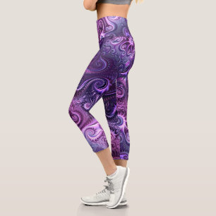 Abstrakte Farbenfrohe Lilac & Violet Spirale Muste Capri Leggings