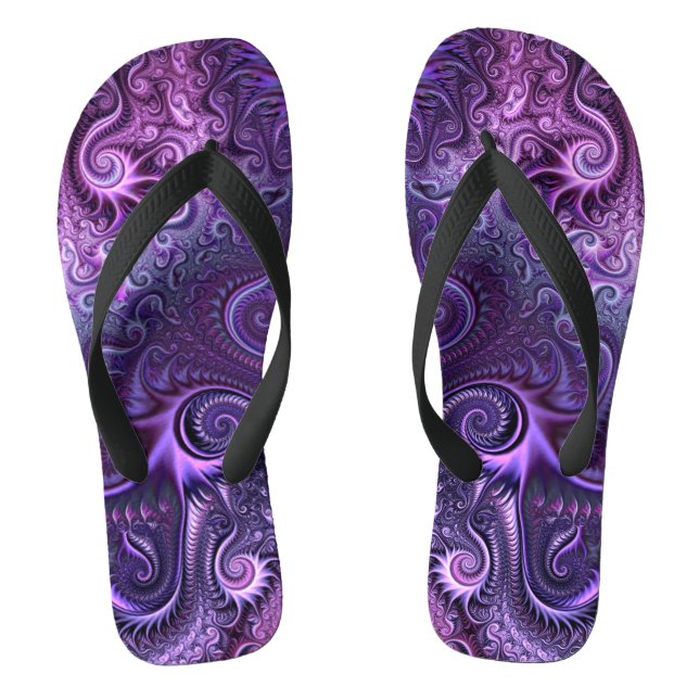 Abstrakte Farbenfrohe Lilac & Violet Spirale Muste Flip Flops (Fußbett)