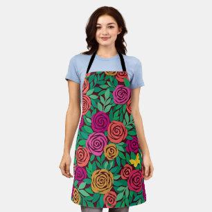Abstrakte farbenfrohe Matisse-Rosen-Schmetterlinge Schürze