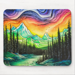 Abstrakte farbenfrohe Nordlichter-Illustration Mousepad