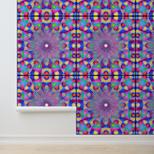 Abstrakte farbenfrohe Pfauenfeder-Mandala-Kunst Tapete