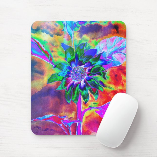 Abstrakte, farbenfrohe psychedelische Chakra-Sonne Mousepad (Mit Mouse)