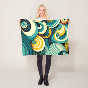 Abstrakte farbenfrohe Retro-70er-Hippie-Wellen-Kun Fleecedecke
