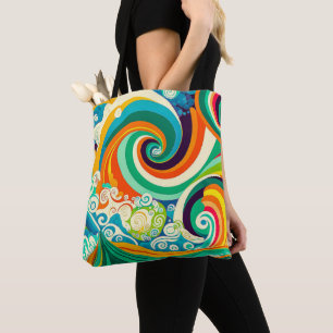 Abstrakte farbenfrohe Retro-70er-Jahre-Hippie-Well