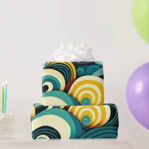Abstrakte farbenfrohe Retro-70er-Jahre-Hippie-Well Geschenkpapier