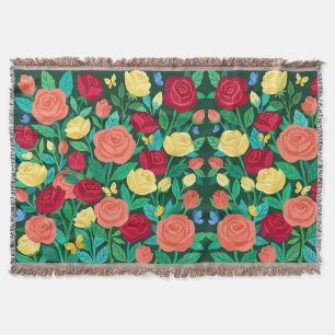 Abstrakte farbenfrohe Rosen Schmetterlinge Decken
