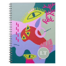 Abstrakte, farbenfrohe, rote Augen, trendy Monogra