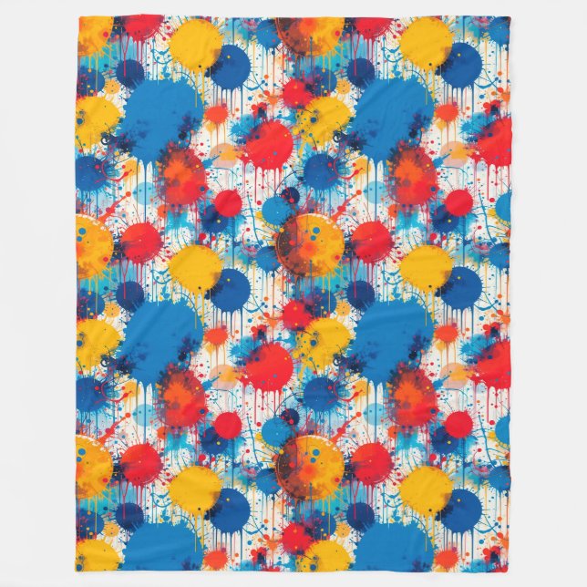 Abstrakte farbenfrohe Spritzkunst Fleecedecke (Vorderseite)