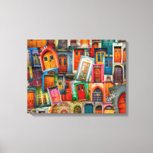 Abstrakte Farbenfrohe Vintage Türmuster Kunst, Dic