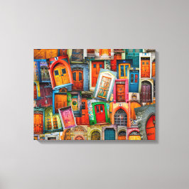 Abstrakte Farbenfrohe Vintage Türmuster Kunst, Dic Leinwanddruck