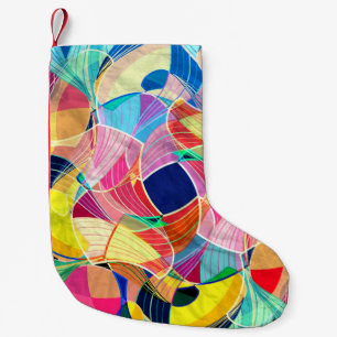 Abstrakte farbenfrohe Wasserfarbe, fantastischer H Kleiner Weihnachtsstrumpf
