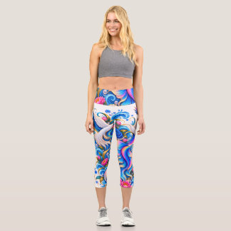 Abstrakte farbenfrohe Wirbel Capri-Leggings - Psyc Capri Leggings