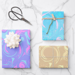 Abstrakte farbenfrohe Wirbel Geschenkpapier Set
