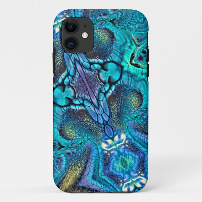 Abstrakte Farbexplosion Aqua Blue Aquamarin Gold Case-Mate iPhone Hülle (Rückseite)