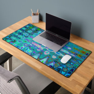 Abstrakte Farbige blaue Wavy Mosaik Retro Schreibtischunterlage