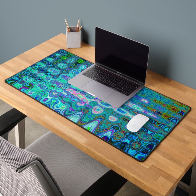 Abstrakte Farbige blaue Wavy Mosaik Retro Schreibtischunterlage (Büro 2)