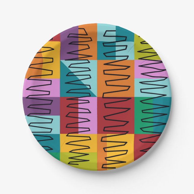 Abstrakte, farbige Designs Pappteller (Vorderseite)