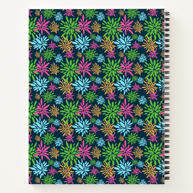 Abstrakte Farbige Fireworks Blume SpiralNotebook Notizbuch (Rückseite)