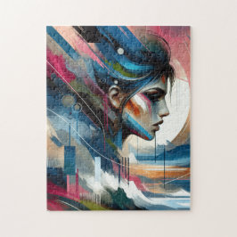 Abstrakte farbige Frau im Gesicht Puzzle