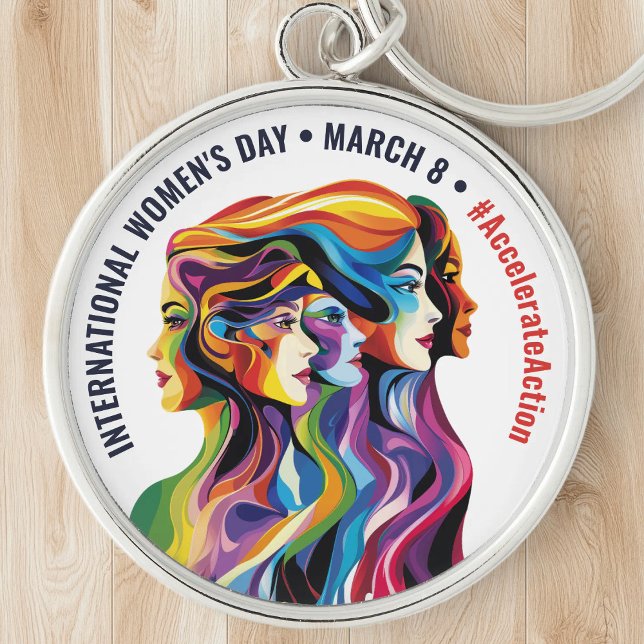 Abstrakte farbige Gesichter Frauentag | IWD Schlüsselanhänger (Abstract Colorful Faces Women's Day | IWD Keychain)